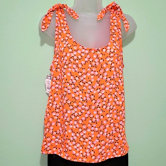 SO Tops - SO Orange Floral Scoop Neck Sleeveless Blouse NWT